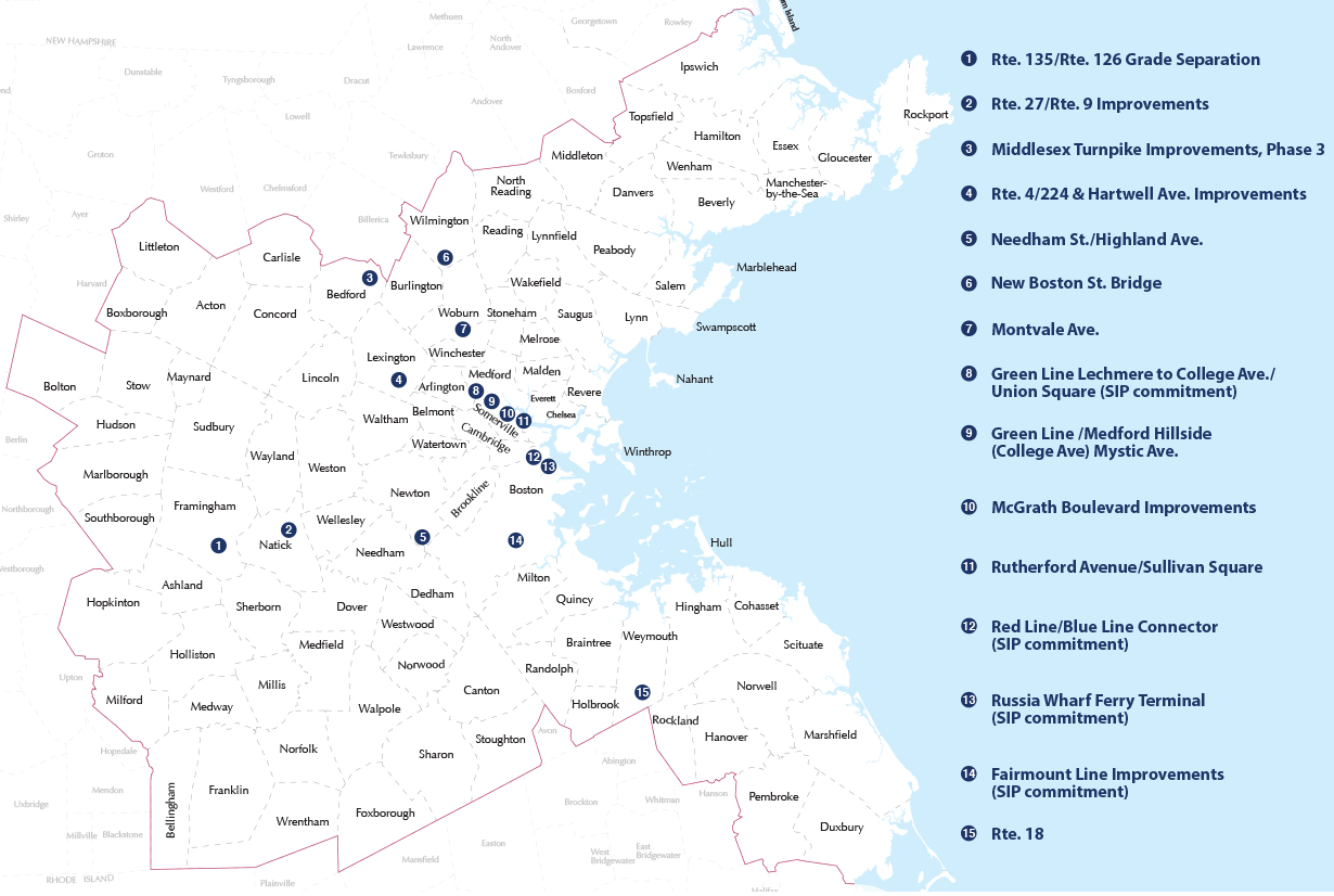 Figure 5.1 is a map of the locations of the major infrastructure projects in the recommended plan.